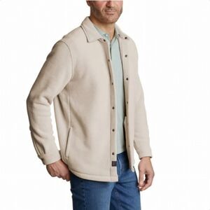 Copper & Oak Men's L Heavyweight Ribbed Shirt Jacket Shacket Stretch Beige NWT